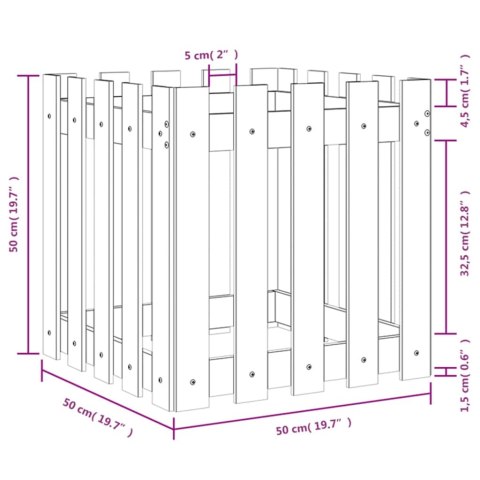 DONICA OGRODOWA Z PŁOTKIEM 50X50X50CM IMPREGNOWANA SOSNA
