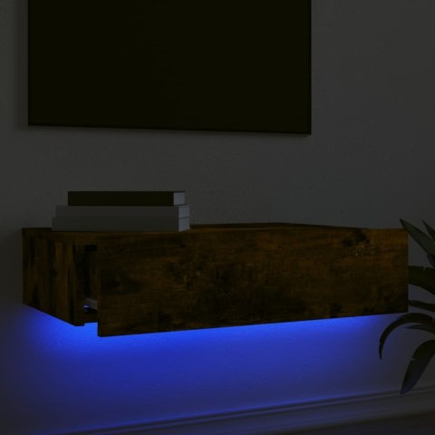 SZAFKA TELEWIZYJNA Z LED PRZYDYMIONY DĄB 60X35X15,5CM