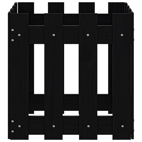 DONICA OGRODOWA Z PŁOTKIEM CZARNA 40X40X40CM DREWNO SOSNOWE