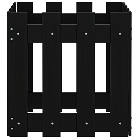 DONICA OGRODOWA Z PŁOTKIEM CZARNA 40X40X40CM DREWNO SOSNOWE