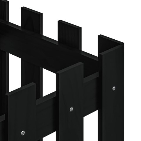 DONICA OGRODOWA Z PŁOTKIEM CZARNA 40X40X40CM DREWNO SOSNOWE