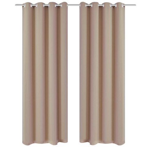 ZASŁONY ZACIEMNIAJĄCE Z KÓŁKAMI 2 SZT. 135X 175CM KREMOWE