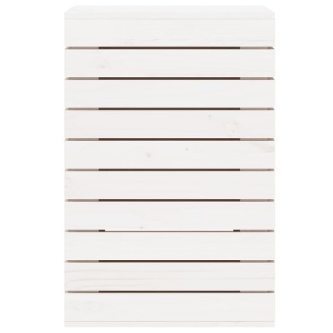 KOSZ NA PRANIE BIAŁY 44X44X66CM LITE DREWNO SOSNOWE