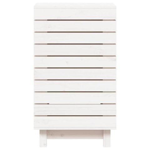 KOSZ NA PRANIE BIAŁY 44X44X76CM LITE DREWNO SOSNOWE