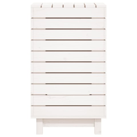 KOSZ NA PRANIE BIAŁY 44X44X76CM LITE DREWNO SOSNOWE