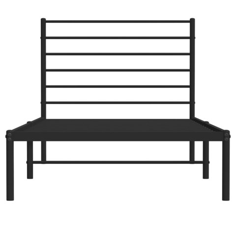 METALOWA RAMA ŁÓŻKA Z WEZGŁOWIEM CZARNA 80X200CM
