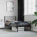 METALOWA RAMA ŁÓŻKA Z WEZGŁOWIEM I ZANÓŻKIEM CZARNA 80X200CM