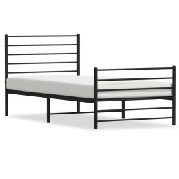 METALOWA RAMA ŁÓŻKA Z WEZGŁOWIEM I ZANÓŻKIEM CZARNA 80X200CM
