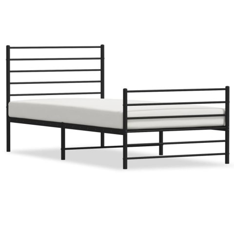 METALOWA RAMA ŁÓŻKA Z WEZGŁOWIEM I ZANÓŻKIEM CZARNA 80X200CM