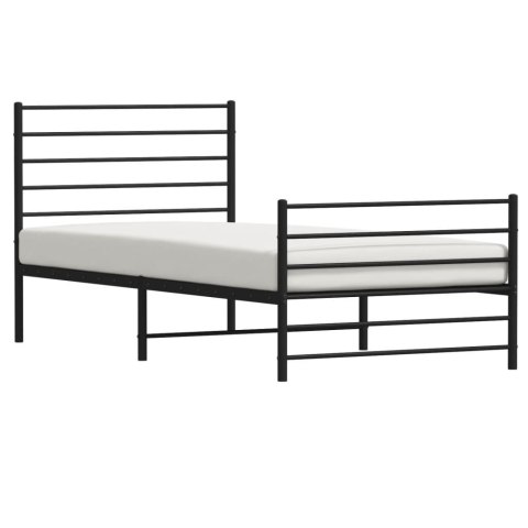 METALOWA RAMA ŁÓŻKA Z WEZGŁOWIEM I ZANÓŻKIEM CZARNA 80X200CM