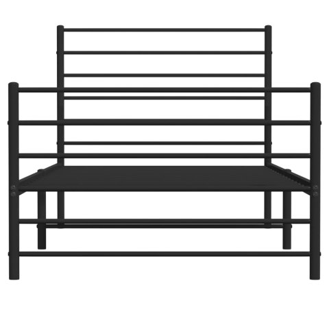 METALOWA RAMA ŁÓŻKA Z WEZGŁOWIEM I ZANÓŻKIEM CZARNA 80X200CM