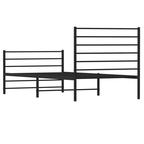 METALOWA RAMA ŁÓŻKA Z WEZGŁOWIEM I ZANÓŻKIEM CZARNA 80X200CM