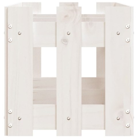 RABATA OGRODOWA Z PŁOTKIEM BIAŁA 150X30X30CM DREWNO SOSNOWE