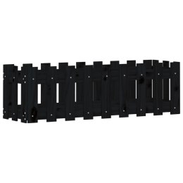 RABATA OGRODOWA Z PŁOTKIEM CZARNA 100X30X30CM DREWNO SOSNOWE