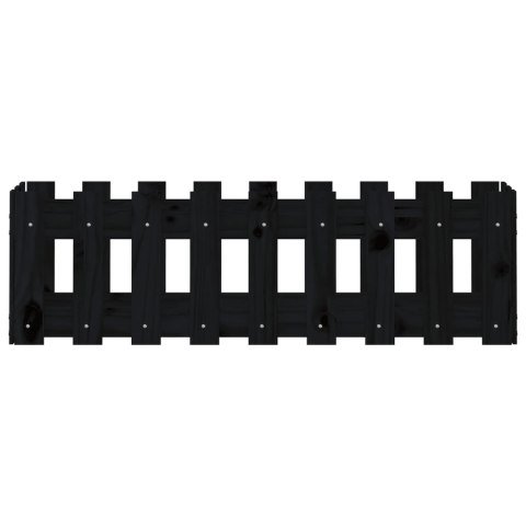 RABATA OGRODOWA Z PŁOTKIEM CZARNA 100X30X30CM DREWNO SOSNOWE