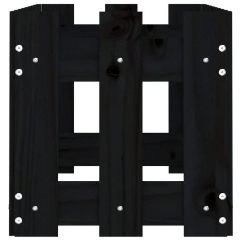 RABATA OGRODOWA Z PŁOTKIEM CZARNA 100X30X30CM DREWNO SOSNOWE