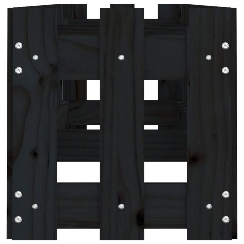 RABATA OGRODOWA Z PŁOTKIEM CZARNA 200X30X30CM DREWNO SOSNOWE