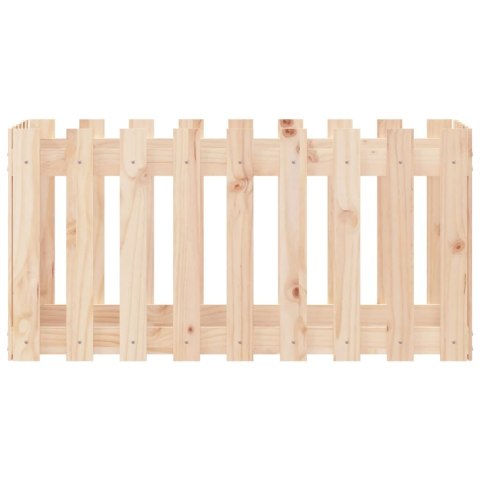 RABATA OGRODOWA Z PŁOTKIEM 100X50X50CM LITE DREWNO SOSNOWE