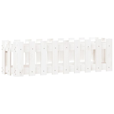 RABATA OGRODOWA Z PŁOTKIEM BIAŁA 100X30X30CM DREWNO SOSNOWE