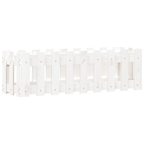 RABATA OGRODOWA Z PŁOTKIEM BIAŁA 100X30X30CM DREWNO SOSNOWE