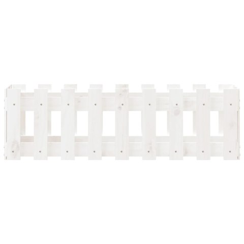 RABATA OGRODOWA Z PŁOTKIEM BIAŁA 100X30X30CM DREWNO SOSNOWE