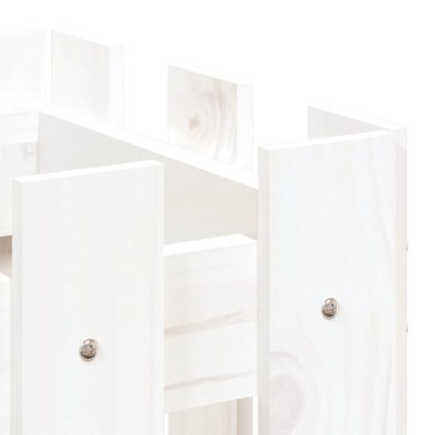 RABATA OGRODOWA Z PŁOTKIEM BIAŁA 100X30X30CM DREWNO SOSNOWE