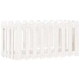 RABATA OGRODOWA Z PŁOTKIEM BIAŁA 100X50X50CM DREWNO SOSNOWE