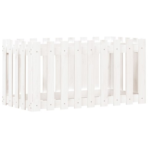 RABATA OGRODOWA Z PŁOTKIEM BIAŁA 100X50X50CM DREWNO SOSNOWE