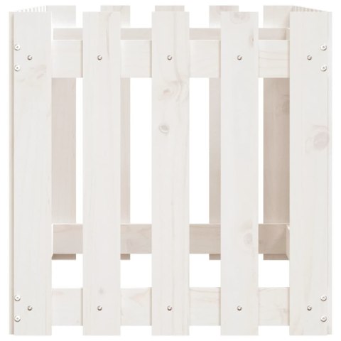 RABATA OGRODOWA Z PŁOTKIEM BIAŁA 100X50X50CM DREWNO SOSNOWE