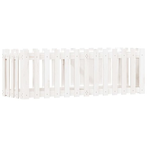 RABATA OGRODOWA Z PŁOTKIEM BIAŁA 150X50X50CM DREWNO SOSNOWE