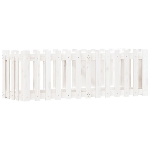 RABATA OGRODOWA Z PŁOTKIEM BIAŁA 150X50X50CM DREWNO SOSNOWE