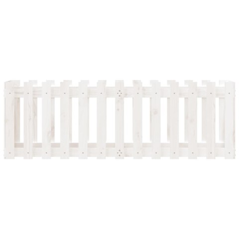 RABATA OGRODOWA Z PŁOTKIEM BIAŁA 150X50X50CM DREWNO SOSNOWE