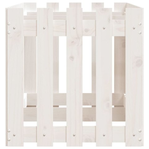 RABATA OGRODOWA Z PŁOTKIEM BIAŁA 150X50X50CM DREWNO SOSNOWE