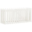 RABATA OGRODOWA Z PŁOTKIEM BIAŁA 150X50X70CM DREWNO SOSNOWE