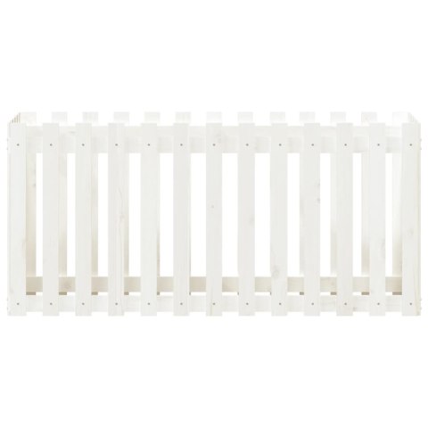 RABATA OGRODOWA Z PŁOTKIEM BIAŁA 150X50X70CM DREWNO SOSNOWE