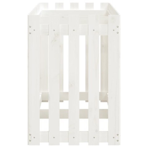 RABATA OGRODOWA Z PŁOTKIEM BIAŁA 150X50X70CM DREWNO SOSNOWE