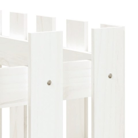 RABATA OGRODOWA Z PŁOTKIEM BIAŁA 150X50X70CM DREWNO SOSNOWE