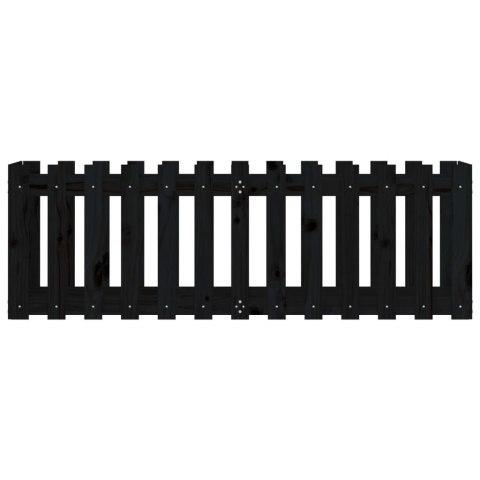 RABATA OGRODOWA Z PŁOTKIEM CZARNA 150X50X50CM DREWNO SOSNOWE