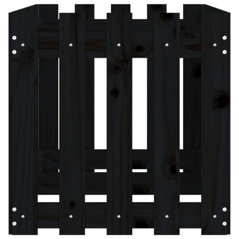 RABATA OGRODOWA Z PŁOTKIEM CZARNA 150X50X50CM DREWNO SOSNOWE