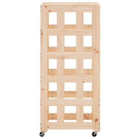 STOJAK NA DREWNO Z KÓŁKAMI 40X49X110CM DREWNO SOSNOWE