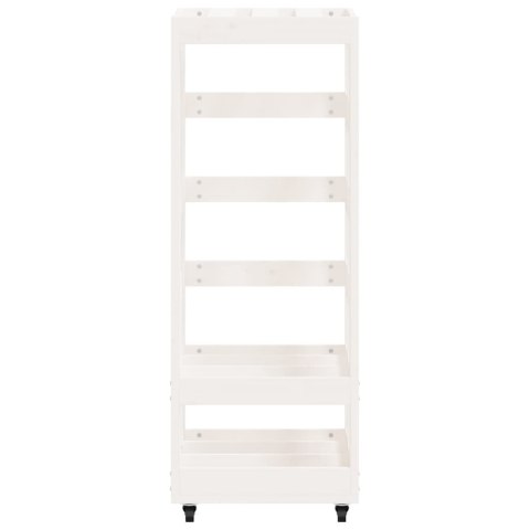 STOJAK NA DREWNO Z KÓŁKAMI BIAŁY 40X49X110CM DREWNO SOSNOWE