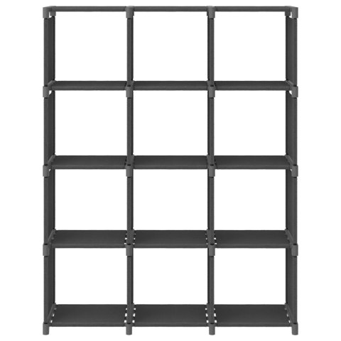 REGAŁ Z 12 PRZEGRODAMI SZARY 103X 30X 141CM TKANINA