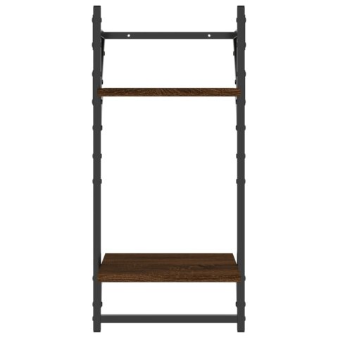 2-POZIOMOWE PÓŁKI Z DRĄŻKAMI 2 SZT. BRĄZOWY DĄB 30X25X65CM