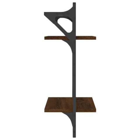 2-POZIOMOWE PÓŁKI Z DRĄŻKAMI 2 SZT. BRĄZOWY DĄB 30X25X65CM