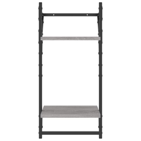 2-POZIOMOWE PÓŁKI Z DRĄŻKAMI 2 SZT. SZARY DĄB SONOMA