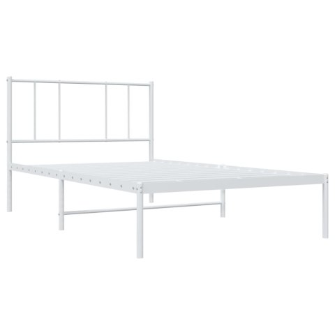 METALOWA RAMA ŁÓŻKA Z WEZGŁOWIEM BIAŁA 80X200CM