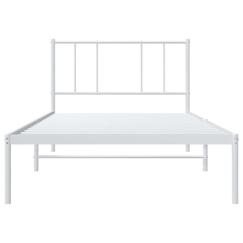 METALOWA RAMA ŁÓŻKA Z WEZGŁOWIEM BIAŁA 80X200CM