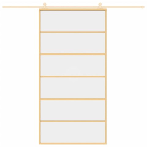 DRZWI PRZESUWNE ZŁOTE 102 5X205CM PRZEZROCZYSTE SZKŁO ESG