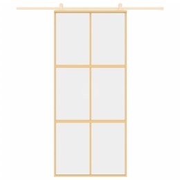 DRZWI PRZESUWNE ZŁOTE 90X205CM PRZEZROCZYSTE SZKŁO ESG