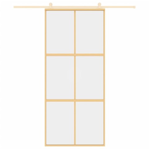 DRZWI PRZESUWNE ZŁOTE 90X205CM PRZEZROCZYSTE SZKŁO ESG